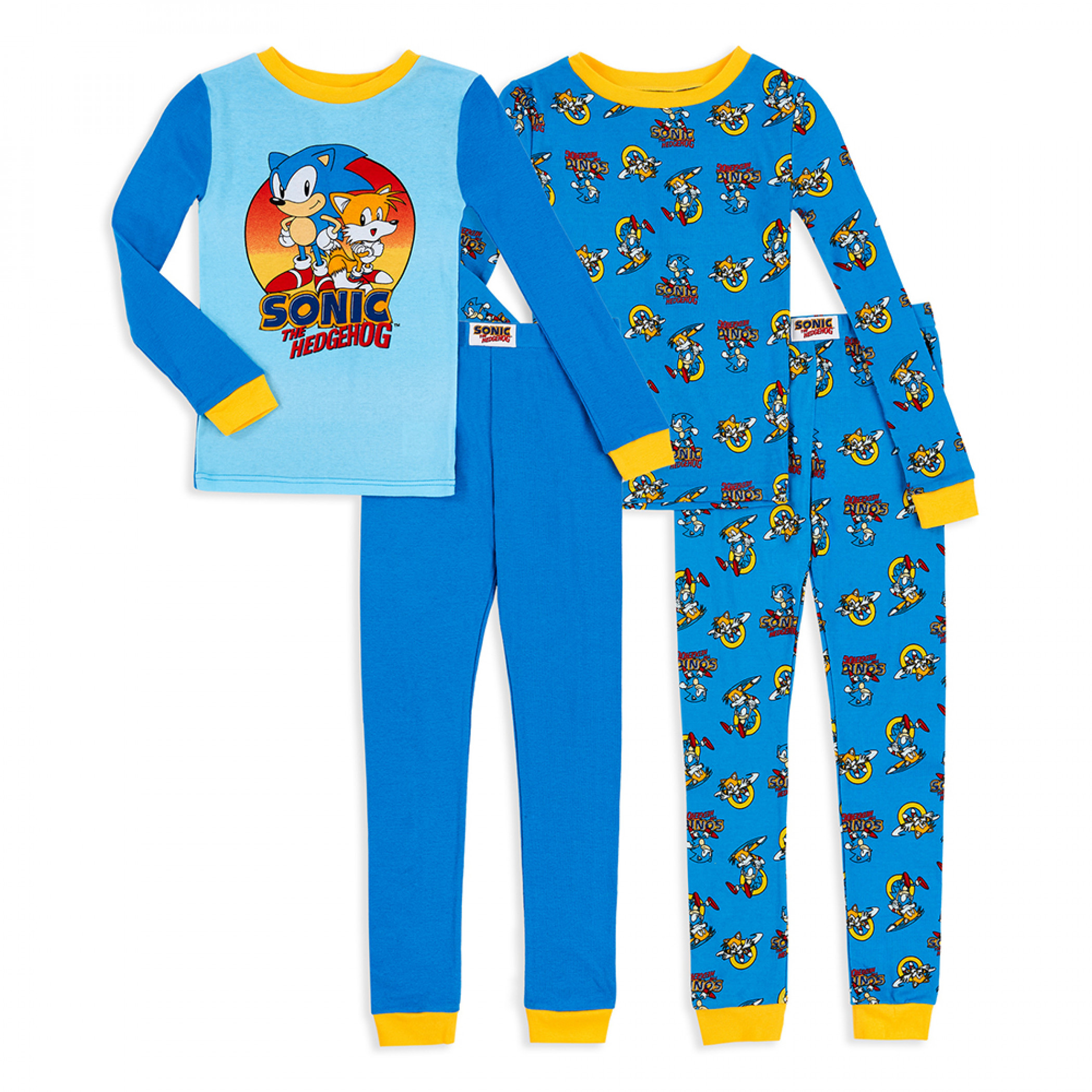 Sonic the Hedgehog and Tails Youth 4-Piece Long Sleeve Pajama Set